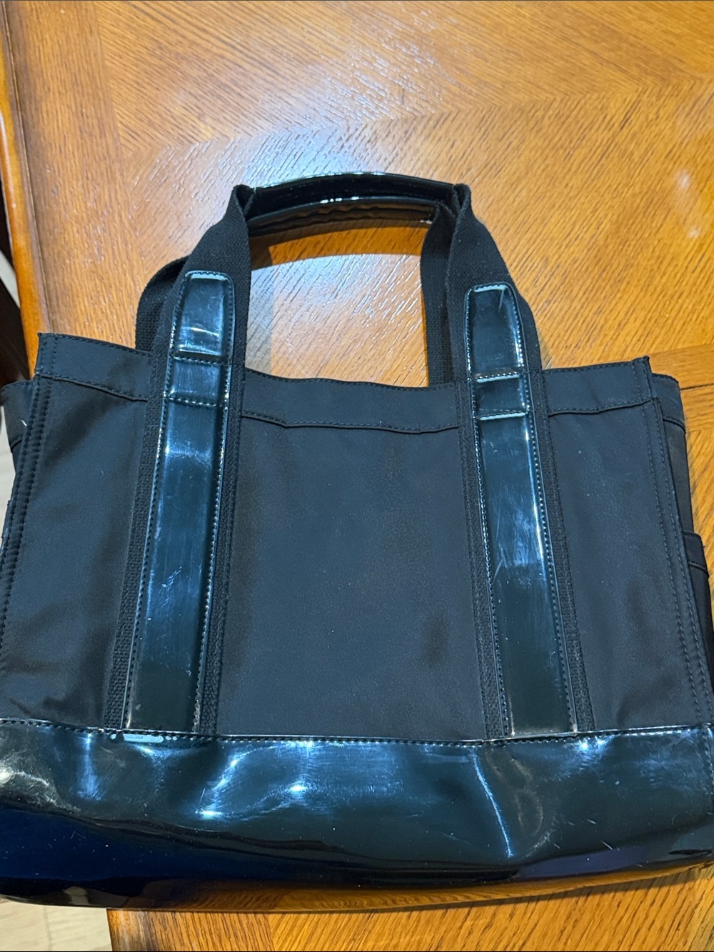 Tory Burch Black Nylon Tote with Patent Trim and Logo - Picture 5 of 11